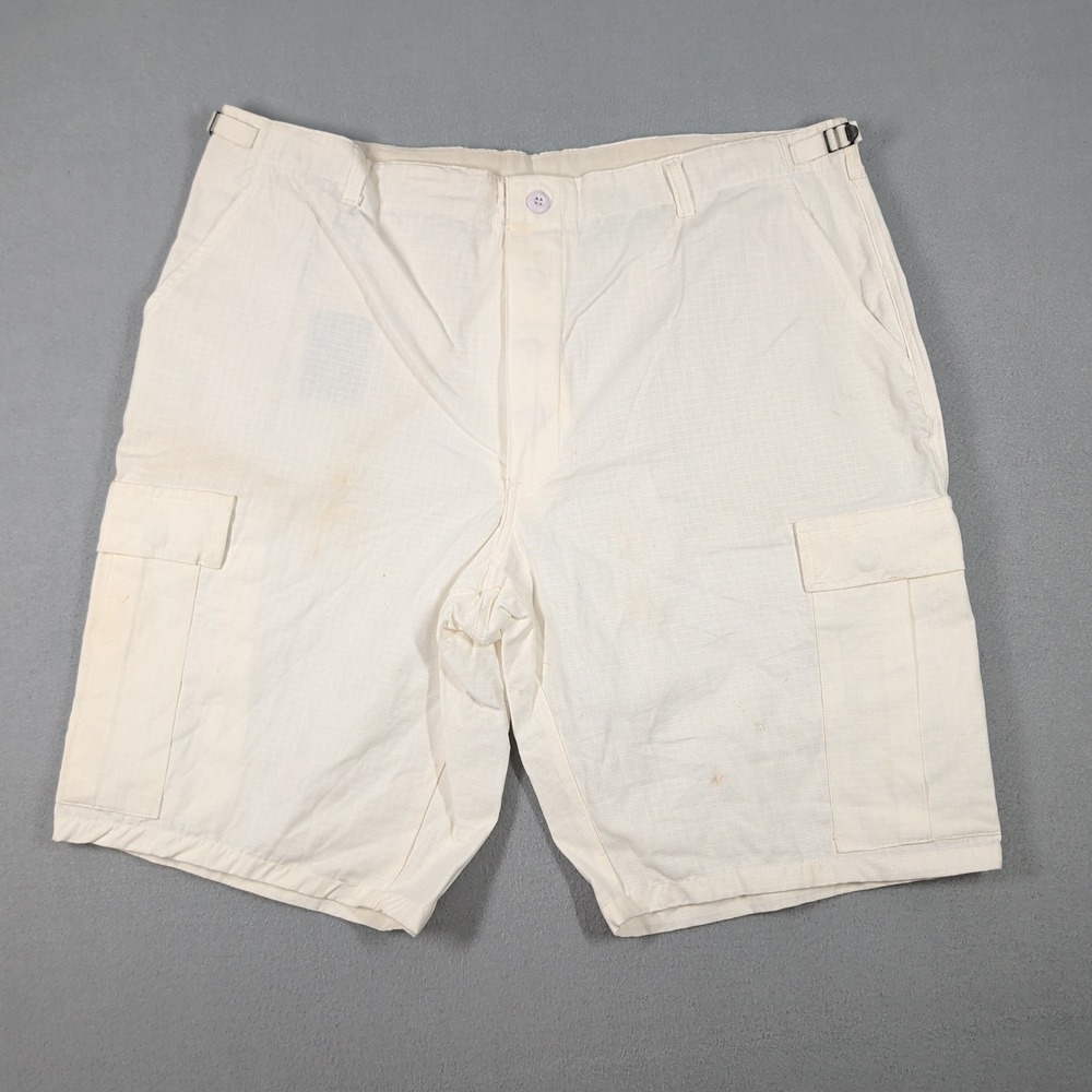 Military Issue White Cargo Shorts‎ Mens XL 39-43 Waist 100% Cotton
